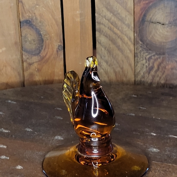 Amber Glass Rooster Figurine - Picture 6 of 11